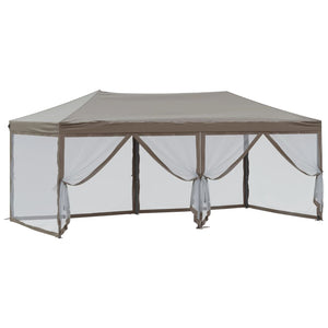 Tenda per Feste Pieghevole con Pareti Laterali Tortora 3x6 m 93554