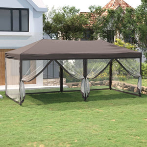 Tenda per Feste Pieghevole con Pareti Laterali Tortora 3x6 m 93554