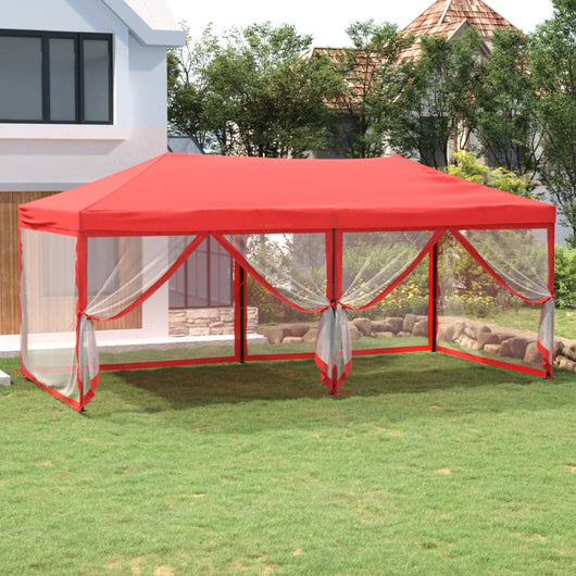 Tenda per Feste Pieghevole con Pareti Laterali Rosso 3x6 m 93555