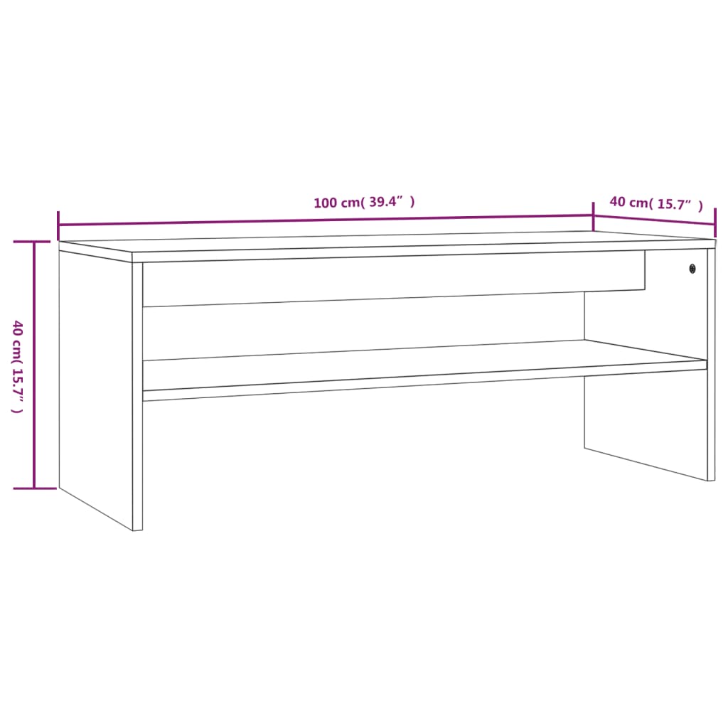 Tavolino da Salotto Rovere Fumo 100x40x40 cm Legno Multistrato cod mxl 6895