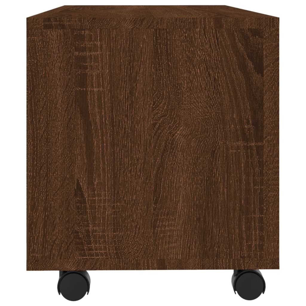 Mobile TV con Ruote Rovere Marrone 90x35x35cm Legno Multistrato cod mxl 9556