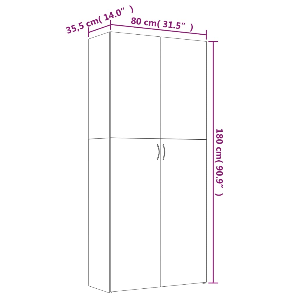 Scarpiera Grigio Sonoma 80x35,5x180 cm in Legno Multistrato 815277