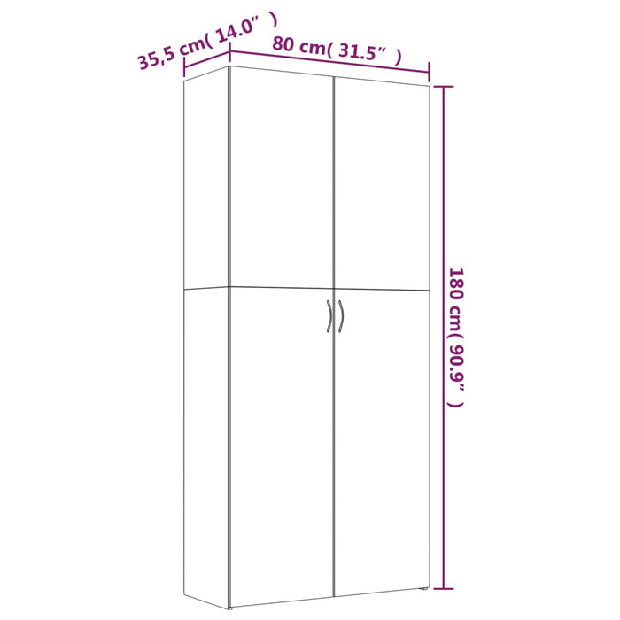 Scarpiera Grigio Sonoma 80x35,5x180 cm in Legno Multistrato 815277