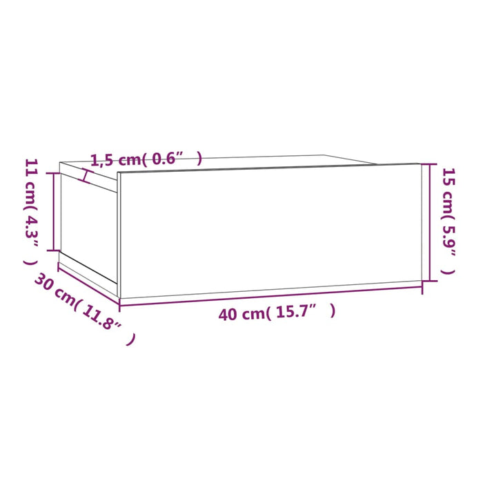 Comodino Pensile Rovere Fumo 40x30x15 cm in Legno Multistrato cod mxl 30350