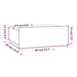 Comodino Pensile Rovere Marrone 40x30x15cm in Legno Multistrato cod mxl 49193