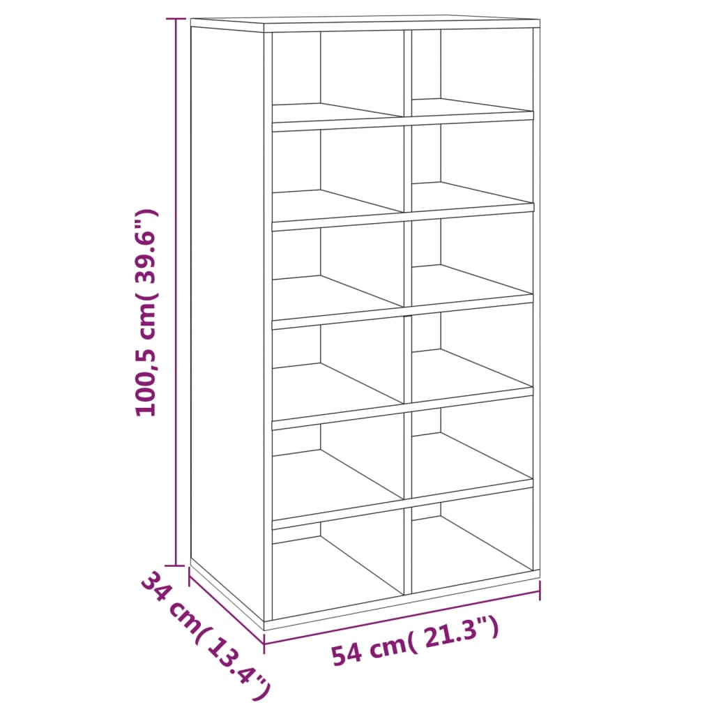 Scarpiera Rovere Fumo 54x34x100,5 cm in Legno Multistrato cod mxl 46734