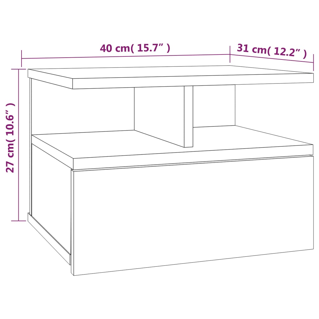 Comodini Pensili Grigio Sonoma 2pz 40x31x27cm Legno Multistrato cod mxl 50293