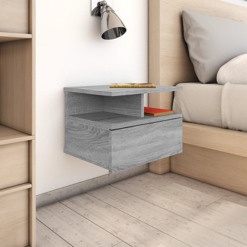 Comodini Pensili Grigio Sonoma 2pz 40x31x27cm Legno Multistrato 815315