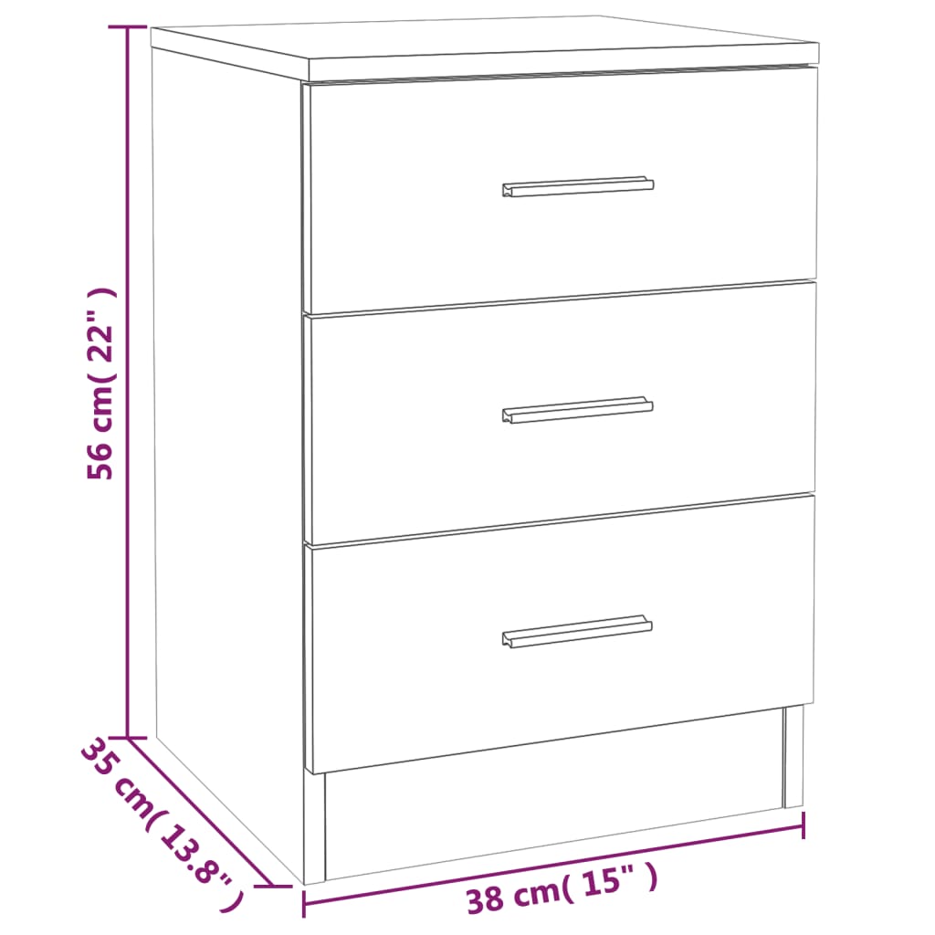 Comodino Rovere Fumo 38x35x56 cm in Legno Multistrato cod mxl 30244