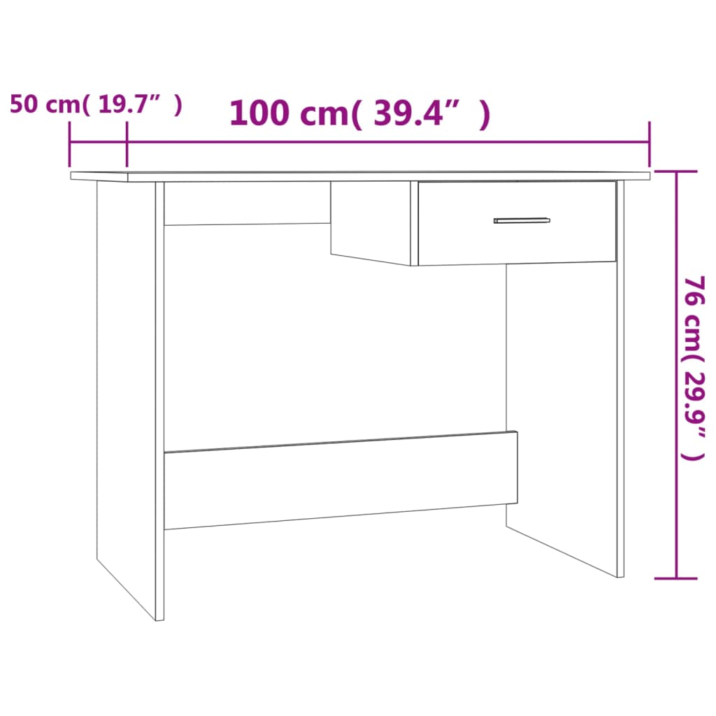 Scrivania Rovere Fumo 100x50x76 cm in Legno Multistrato cod mxl 70809