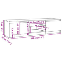 Mobile TV Rovere Fumo 140x40x35,5 cm in Legno Multistrato 815357