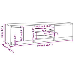 Mobile TV Grigio Sonoma 140x40x35,5 cm in Legno Multistrato cod mxl 7630