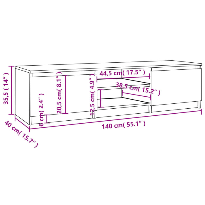 Mobile TV Grigio Sonoma 140x40x35,5 cm in Legno Multistrato cod mxl 7630