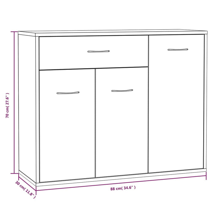 Credenza Rovere Marrone 88x30x70 cm in Legno Multistrato 815368