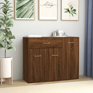 Credenza Rovere Marrone 88x30x70 cm in Legno Multistrato