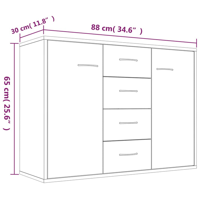 Credenza Rovere Fumo 88x30x65 cm in Legno Multistrato 815369