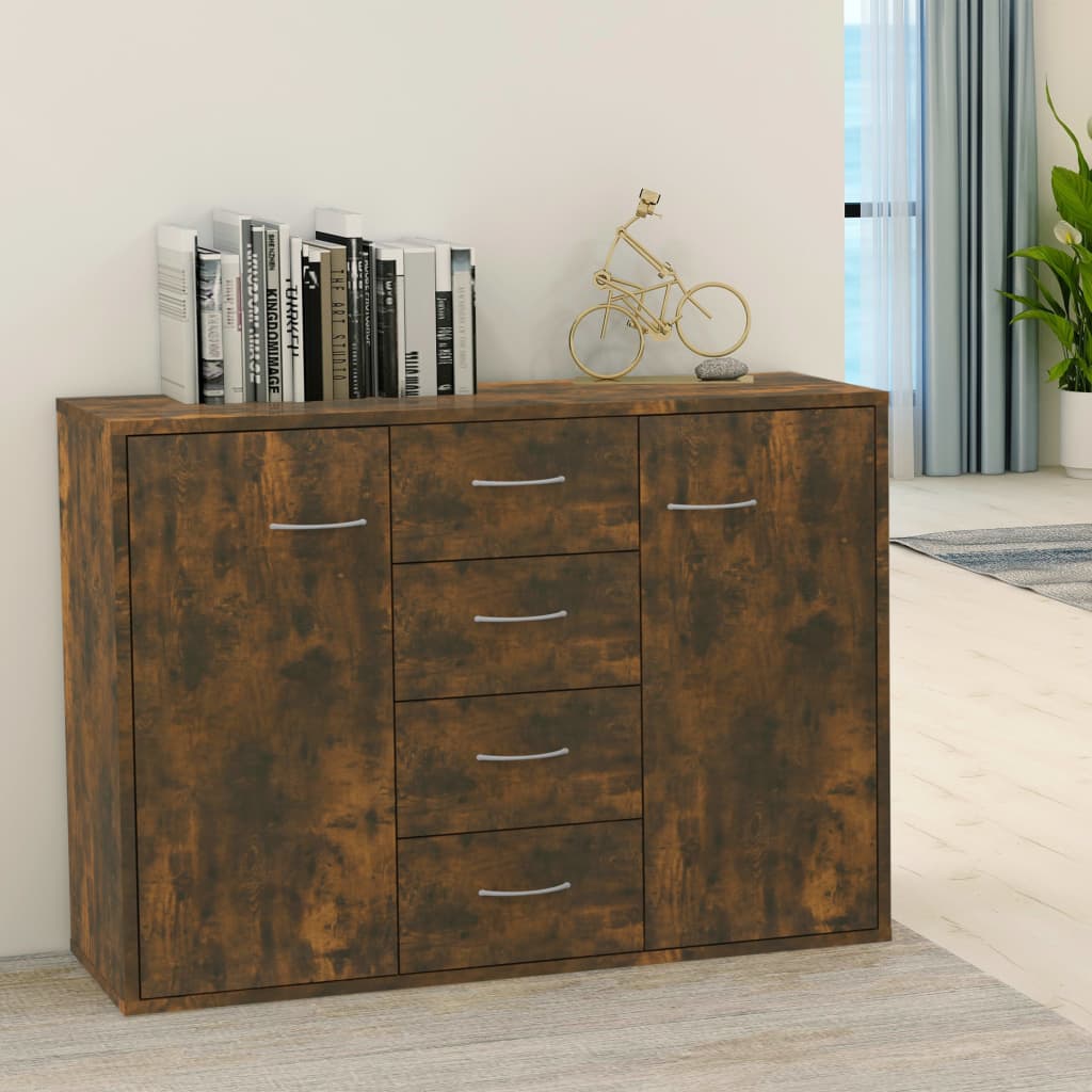 Credenza Rovere Fumo 88x30x65 cm in Legno Multistrato 815369