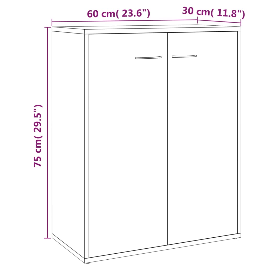 Credenza Grigio Sonoma 60x30x75 cm in Legno Multistrato cod mxl 12669