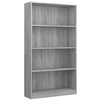 Libreria 4 Ripiani Grigio Sonoma 80x24x142 cm Legno Multistrato