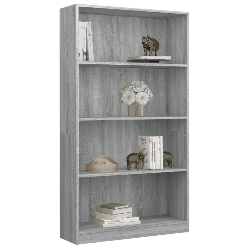 Libreria 4 Ripiani Grigio Sonoma 80x24x142 cm Legno Multistrato