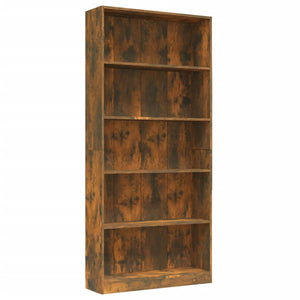 Libreria a 5 Ripiani Rovere Fumo 80x24x175 cm Legno Multistrato cod mxl 19425