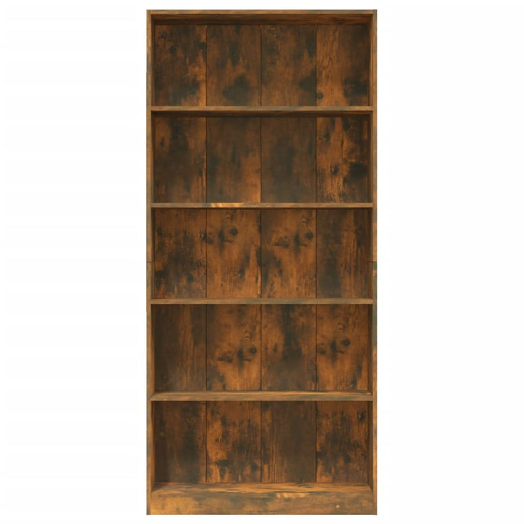 Libreria a 5 Ripiani Rovere Fumo 80x24x175 cm Legno Multistrato cod mxl 19425