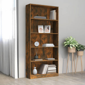 Libreria a 5 Ripiani Rovere Fumo 80x24x175 cm Legno Multistrato cod mxl 19425