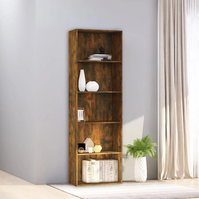 Libreria a 5 Ripiani Rovere Fumo 60x30x189 cm Legno Multistrato 815399