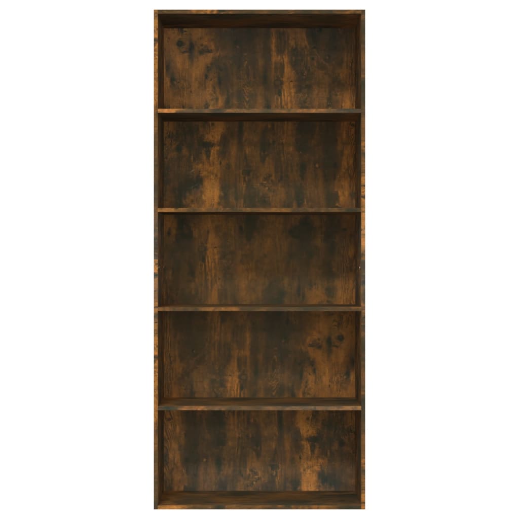 Libreria a 5 Ripiani Rovere Fumo 80x30x189 cm Legno Multistrato cod mxl 14144