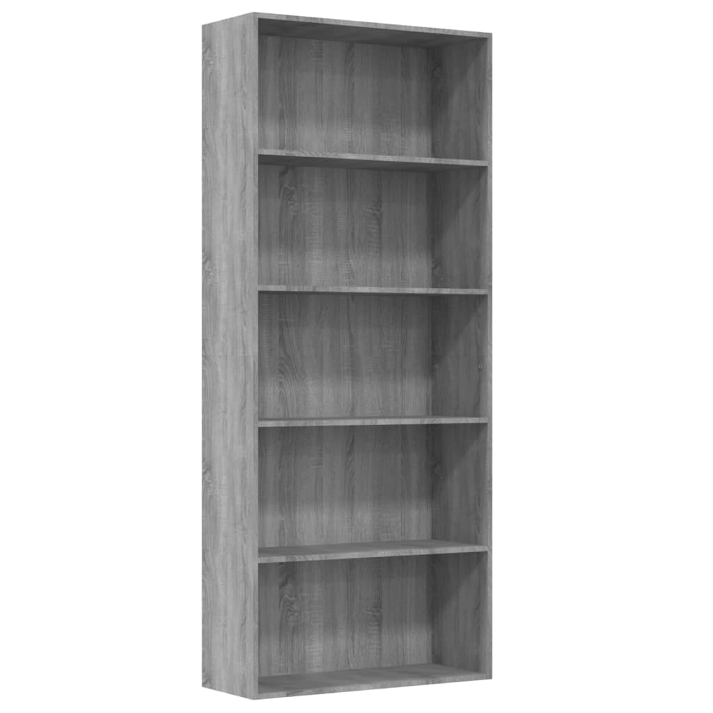 Libreria 5 Ripiani Grigio Sonoma 80x30x189 cm Legno Multistrato cod mxl 13677