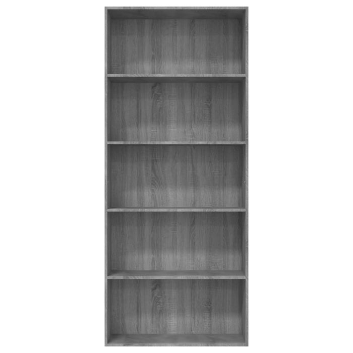 Libreria 5 Ripiani Grigio Sonoma 80x30x189 cm Legno Multistrato cod mxl 13677