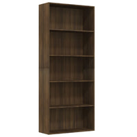 Libreria 5 Ripiani Rovere Marrone 80x30x189cm Legno Multistrato cod mxl 5763