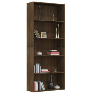 Libreria 5 Ripiani Rovere Marrone 80x30x189cm Legno Multistrato cod mxl 5763