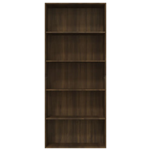 Libreria 5 Ripiani Rovere Marrone 80x30x189cm Legno Multistrato cod mxl 5763