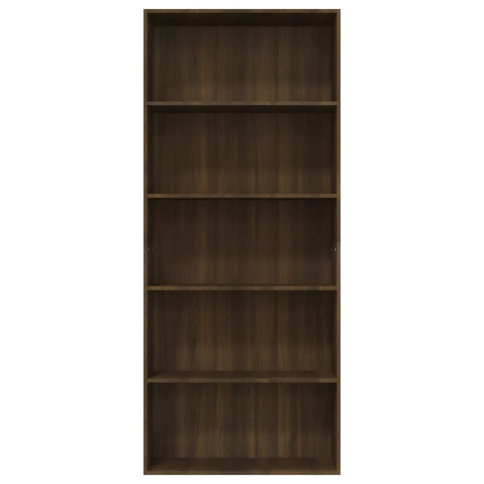 Libreria 5 Ripiani Rovere Marrone 80x30x189cm Legno Multistrato cod mxl 5763