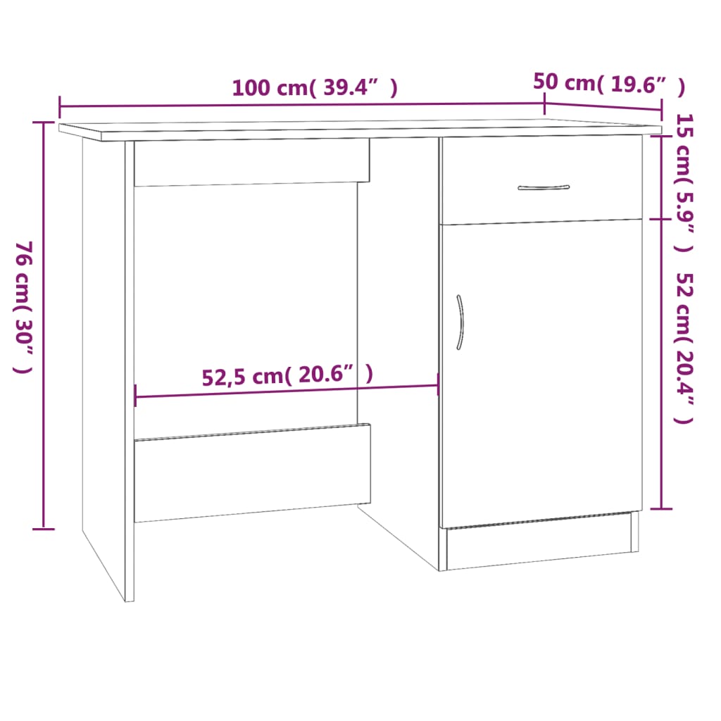 Scrivania Grigio Sonoma 100x50x76 cm in Legno Multistrato cod mxl 75070