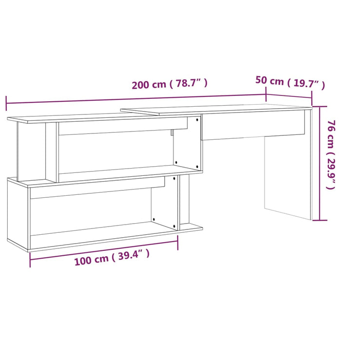 Scrivania Angolare Grigio Sonoma 200x50x76 cm Legno Multistrato 815424