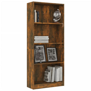 Libreria a 4 Ripiani Rovere Fumo 60x24x142 cm Legno Multistrato cod mxl 19980