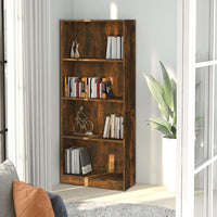 Libreria a 4 Ripiani Rovere Fumo 60x24x142 cm Legno Multistrato cod mxl 19980