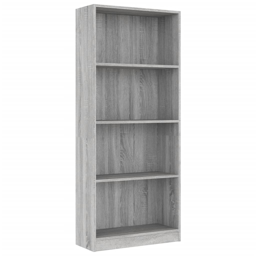 Libreria 4 Ripiani Grigio Sonoma 60x24x142 cm Legno Multistrato