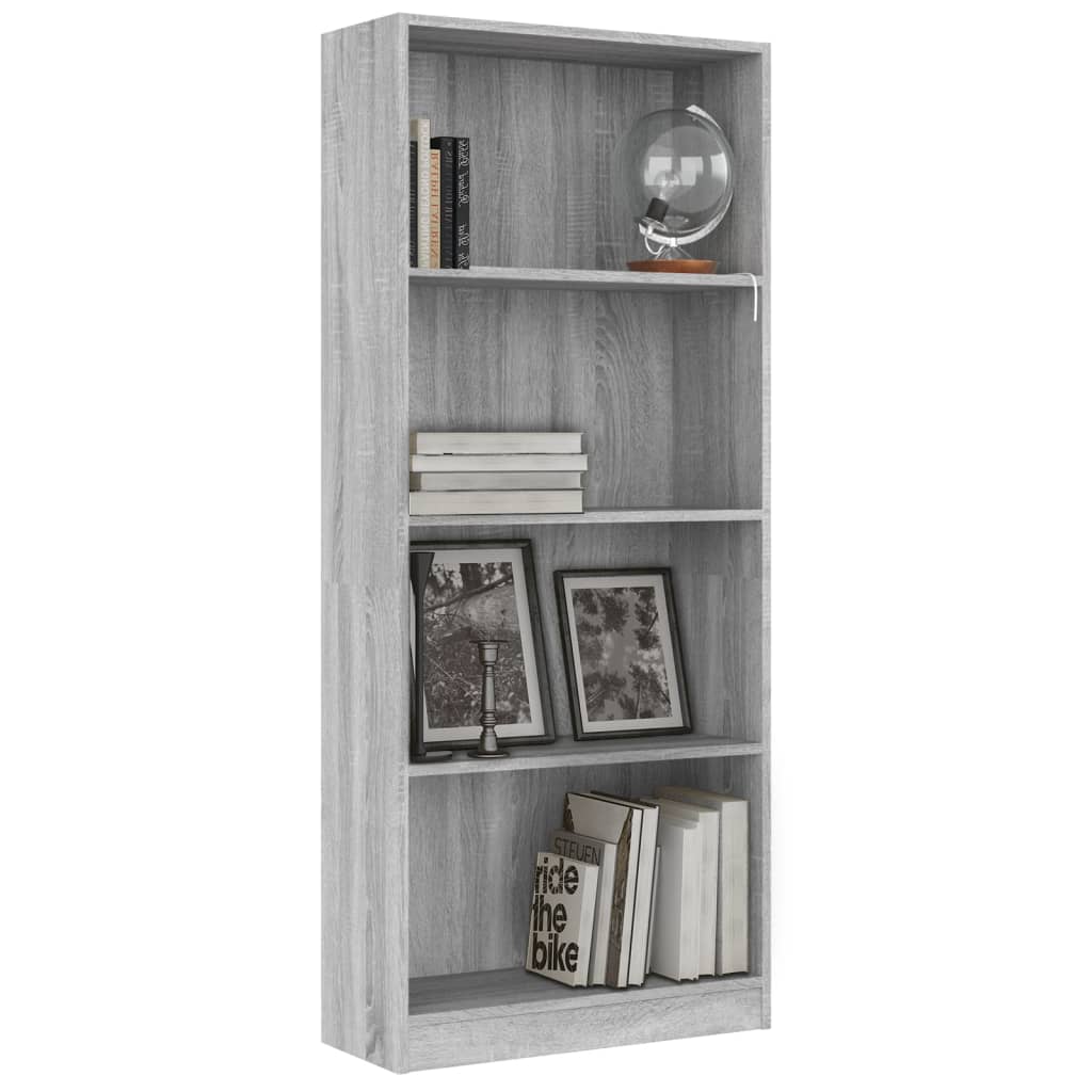 Libreria 4 Ripiani Grigio Sonoma 60x24x142 cm Legno Multistrato