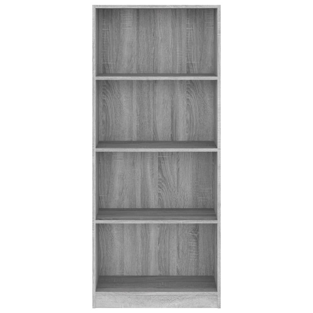 Libreria 4 Ripiani Grigio Sonoma 60x24x142 cm Legno Multistrato