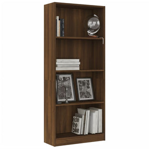 Libreria 4 Ripiani Rovere Marrone 60x24x142cm Legno Multistrato cod mxl 19457