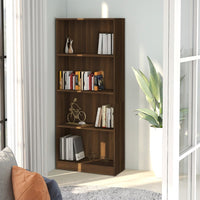 Libreria 4 Ripiani Rovere Marrone 60x24x142cm Legno Multistrato cod mxl 19457