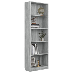 Libreria 5 Ripiani Grigio Sonoma 60x24x175 cm Legno Multistrato 815433