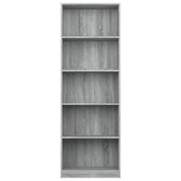 Libreria 5 Ripiani Grigio Sonoma 60x24x175 cm Legno Multistrato 815433