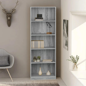 Libreria 5 Ripiani Grigio Sonoma 60x24x175 cm Legno Multistrato 815433