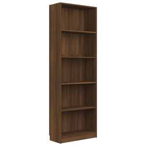 Libreria 5 Ripiani Rovere Marrone 60x24x175cm Legno Multistrato cod mxl 25057