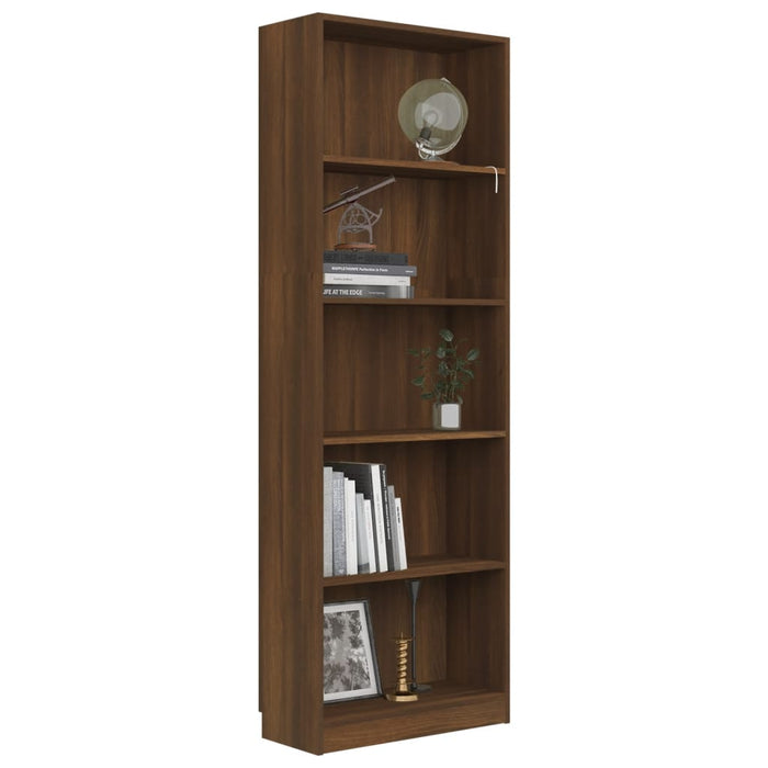 Libreria 5 Ripiani Rovere Marrone 60x24x175cm Legno Multistrato cod mxl 25057