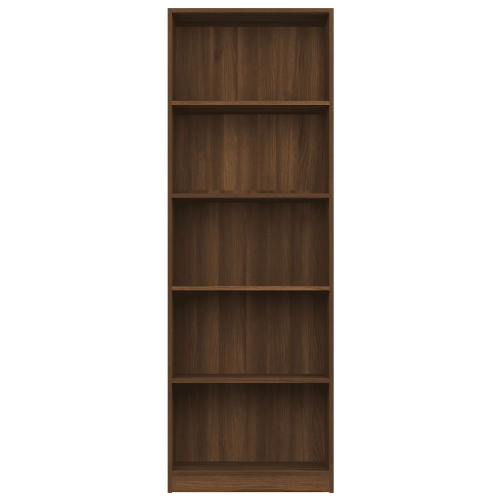 Libreria 5 Ripiani Rovere Marrone 60x24x175cm Legno Multistrato cod mxl 25057